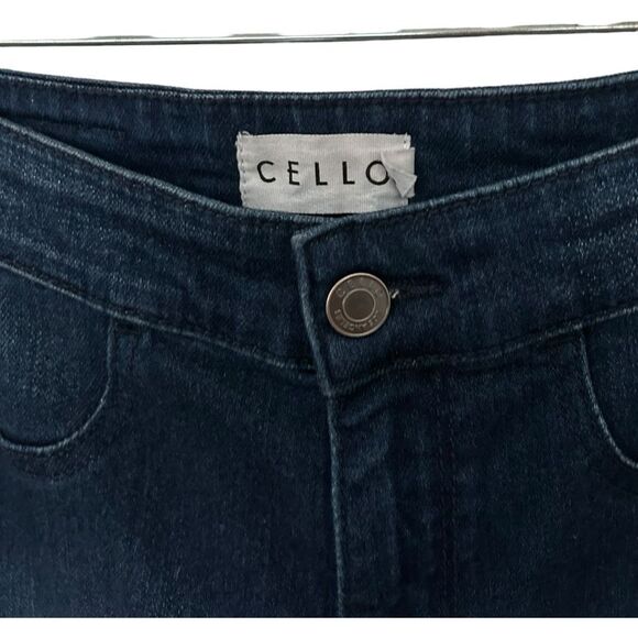 Cello Fringe Flare Leg Size 3 Stretch Dark Wash Wide Leg Bell Bottom y2K Retro - Picture 5 of 16